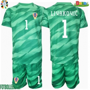 Kroatien Dominik Livakovic #1 Målvakt Bortaställ Barn EM 2024 Kortärmad (+ Korta byxor)